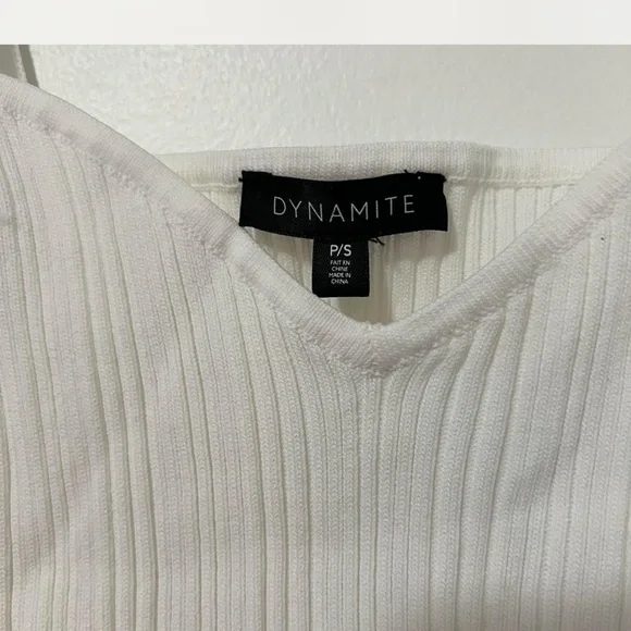 Dynamite White Ribbed V-Neck Tank Top - Picture 2 of 3